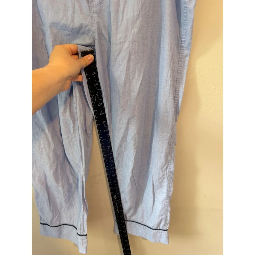 J.Crew Mens Blue End-on-End Cotton Pajama Pants Small Lounge Bottoms Piping